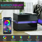 Modern Nightstand, Bedside Table with 2 Drawers, USB Powered RGB LED Lights for Bedroom, Black
