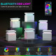 Nightstand, Bedside Table with LED Lights and 2 Drawers for Bedroom, Living Room, White