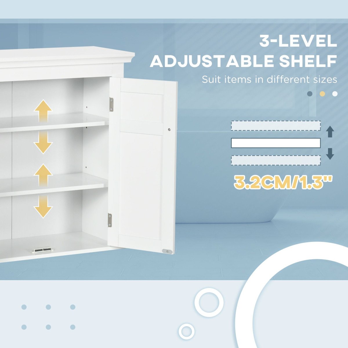 Bathroom Cabinet, Medicine Cabinet, Over Toilet Storage Cabinet with Adjustable Shelves for Entryway, White