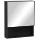 Bathroom Medicine Cabinet, Wall-Mounted Mirror Cabinet with Single Door, Storage Shelves and Stainless Steel Frame for Laundry Room, Black