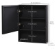 Bathroom Medicine Cabinet, Wall-Mounted Mirror Cabinet with Single Door, Storage Shelves and Stainless Steel Frame for Laundry Room, Black