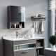 Bathroom Medicine Cabinet, Wall-Mounted Mirror Cabinet with Single Door, Storage Shelves and Stainless Steel Frame for Laundry Room, Black