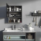 Bathroom Medicine Cabinet, Wall-Mounted Mirror Cabinet with Single Door, Storage Shelves and Stainless Steel Frame for Laundry Room, Black