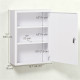 Lockable Medicine Cabinet, 3 Tier Steel Medical Wall Box with 2 Keys and Shelves for Bathroom, White