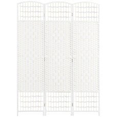 3 Panel Folding Room Divider, Portable Privacy Screen, Wave Fiber Room Partition for Home Office, White