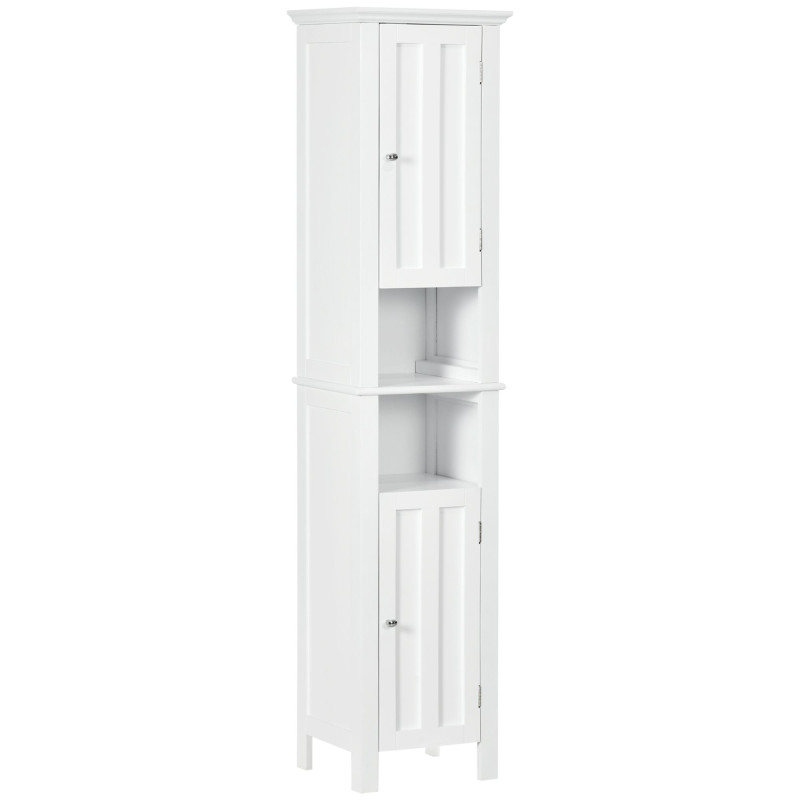 Bathroom Cabinet, Freestanding Linen Cabinet with Open Shelves, 13.8