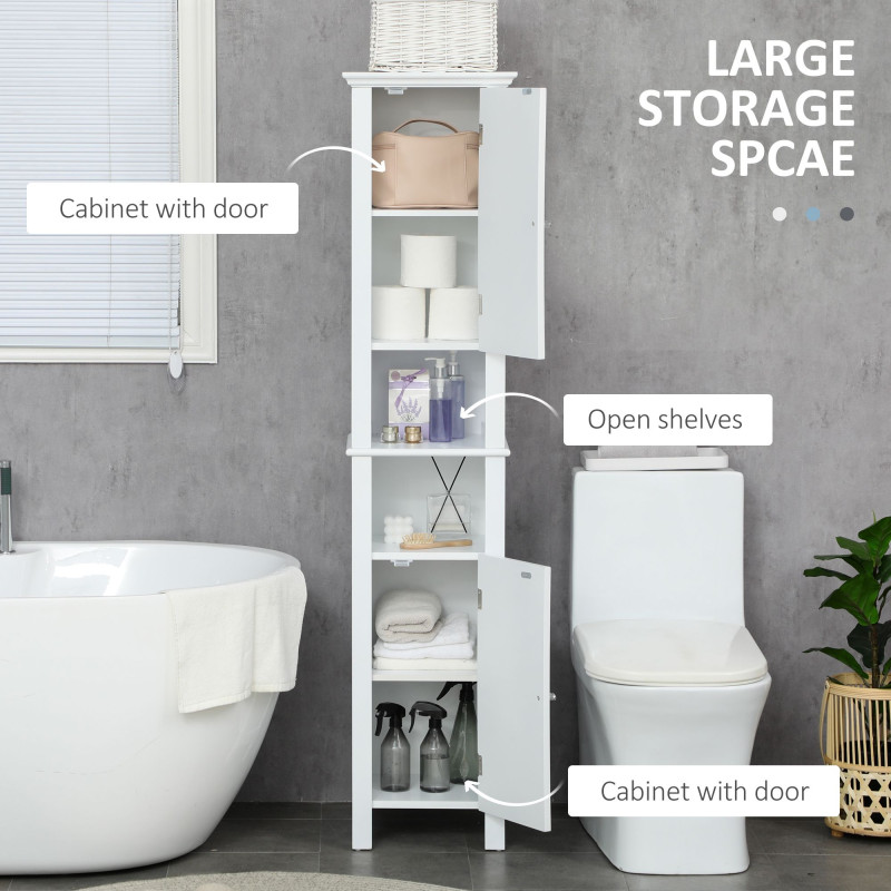 Bathroom Cabinet, Freestanding Linen Cabinet with Open Shelves, 13.8