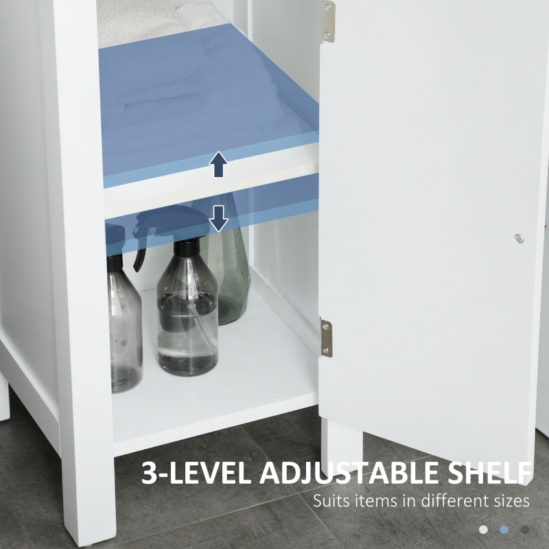 Bathroom Cabinet, Freestanding Linen Cabinet with Open Shelves, 13.8