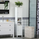 Bathroom Cabinet, Freestanding Linen Cabinet with Open Shelves, 13.8