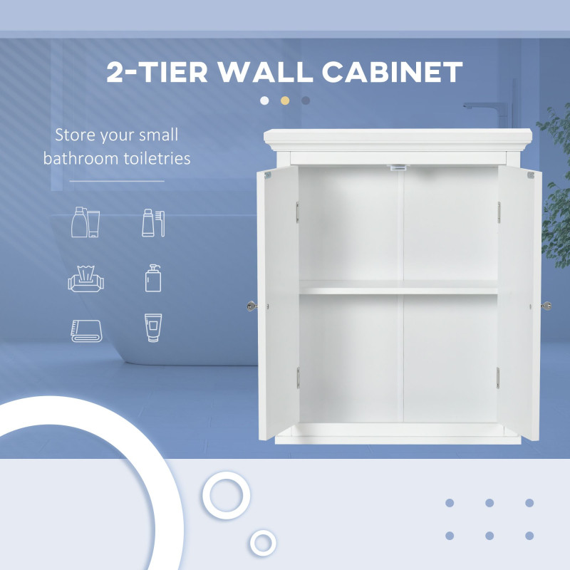 Over Toilet Storage Cabinet, Bathroom Wall Cabinet with Adjustable Shelf for Living Room and Entryway, White