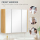 Wall Mounted Medicine Cabinet with Mirror Wall Mirror Cabinet with 3 Doors and Adjustable Storage Shelves Gray