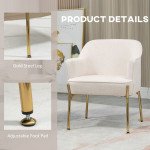 Fabric Armchair, Modern Accent Chair with Metal Legs for Living Room, Bedroom, Home Office, Cream White