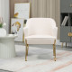 Fabric Armchair, Modern Accent Chair with Metal Legs for Living Room, Bedroom, Home Office, Cream White