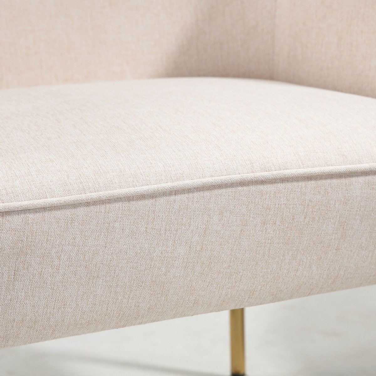 Fabric Armchair, Modern Accent Chair with Metal Legs for Living Room, Bedroom, Home Office, Cream White