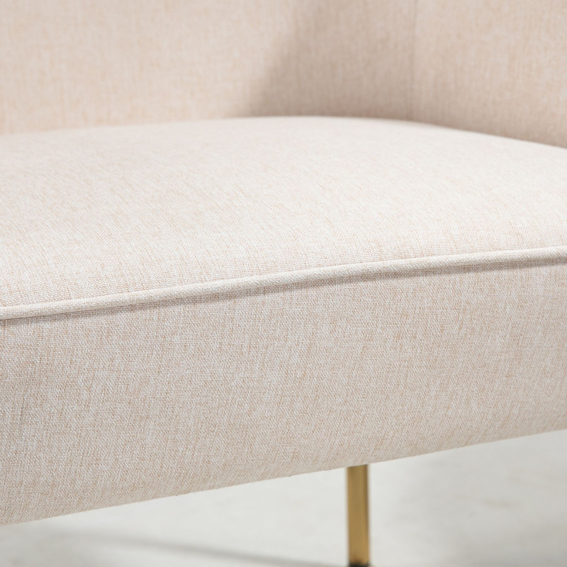 Fabric Armchair, Modern Accent Chair with Metal Legs for Living Room, Bedroom, Home Office, Cream White