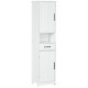 Modern Bathroom Cabinet, Narrow Bathroom Vanities with Open Shelf Drawer Recessed Doors and Adjustable Shelves White