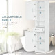 Modern Bathroom Cabinet, Narrow Bathroom Vanities with Open Shelf Drawer Recessed Doors and Adjustable Shelves White