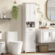 Modern Bathroom Cabinet, Narrow Bathroom Vanities with Open Shelf Drawer Recessed Doors and Adjustable Shelves White