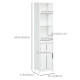 Modern Bathroom Cabinet, Narrow Bathroom Vanities with 3 Open Shelves, Drawer and Adjustable Shelf, White