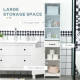 Modern Bathroom Cabinet, Narrow Bathroom Vanities with 3 Open Shelves, Drawer and Adjustable Shelf, White