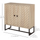 Modern Sideboard, Buffet Cabinet with 2 Chevron Doors and Adjustable Shelf, Kitchen Storage Cabinet with Steel Base, Coffee Bar Cabinet, 31.5
