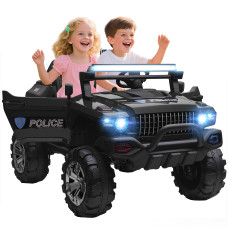 2 Seater Ride-On Car with Parental Remote Control, LED Lights, and MP3 for Kids Ages 3–8, Black
