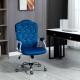Office Chair, Velvet Computer Desk Chair with Swivel Wheels, Adjustable Height, Tilt Function, Button Tufted, Blue