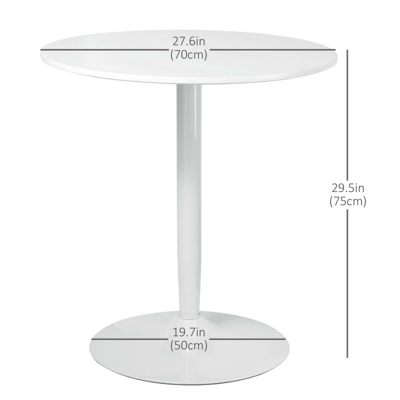 Modern Kitchen Table for 2 people, Round Dining Table with Steel Base for Living Room, Dining Room, White
