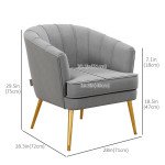 Fabric Armchair, Modern Accent Chair with Gold Metal Legs for Living Room, Bedroom, Home Office, Grey