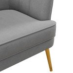 Fabric Armchair, Modern Accent Chair with Gold Metal Legs for Living Room, Bedroom, Home Office, Grey