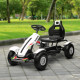 Pedal Go Kart for Kids, Pedal Car with Adjustable Bucket Seat, Handbrake, 4 Rubber Wheels, Powered Ride-On, White