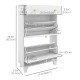Slim Shoe Storage with 2 Flip Drawers and Adjustable Shelves Shoe Cabinet Organizer for 8 Pair,  White