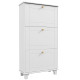 Narrow Shoe Storage with 3 Flip Drawers and Adjustable Shelves, Shoe Cabinet Organizer for 12 Pairs of Shoes, White