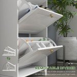Narrow Shoe Storage with 3 Flip Drawers and Adjustable Shelves, Shoe Cabinet Organizer for 12 Pairs of Shoes, White