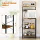 Baker's Rack with Charing Station, Microwave Shelf with Power Outlet, USB Charger and 5 Hooks, Rustic Brown