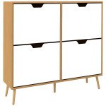 Shoe Storage Cabinet with 4 Flip Drawers and Adjustable Shelf, Shoe Cabinet for 8-16 Pairs of Shoes, Natural