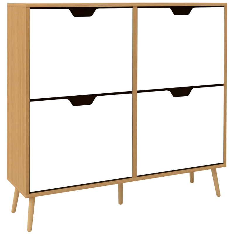Shoe Storage Cabinet with 4 Flip Drawers and Adjustable Shelf, Shoe Cabinet for 8-16 Pairs of Shoes, Natural