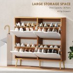 Shoe Storage Cabinet with 4 Flip Drawers and Adjustable Shelf, Shoe Cabinet for 8-16 Pairs of Shoes, Natural