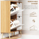 Shoe Storage Cabinet with 4 Flip Drawers and Adjustable Shelf, Shoe Cabinet for 8-16 Pairs of Shoes, Natural