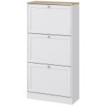 Modern Shoe Storage with 3 Flip Drawers and Adjustable Shelves, Shoe Cabinet Organizer for 12-18 Pairs of Shoes, White