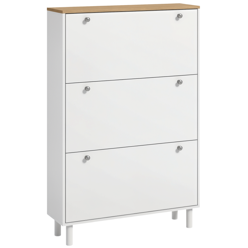 Shoe Storage with 3 Flip Drawers and Adjustable Shelves, Entryway Shoe Storage Cabinet for 24 Pairs of Shoes, White