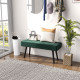 39 Inches Upholstered Bedroom Bench, Modern End of Bed Bench with Steel Legs, Green