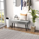 39 Inches Upholstered Bedroom Bench, Modern End of Bed Bench with Steel Legs, Grey