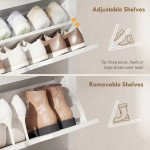 Shoe Storage Cabinet with 3 Flip Drawers and Adjustable Shelves for 9-18 Pairs of Shoes, White