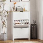 Shoe Storage Cabinet with 3 Flip Drawers and Adjustable Shelves for 9-18 Pairs of Shoes, White