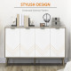 Modern Sideboard and Buffet, Dining Room Cabinet with Adjustable Shelves and 4 Doors, Grayish Brown