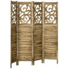 5.6 Ft Room Divider, 4 Panel Portable Folding Privacy Screens for Home Office, Bedroom, Brown