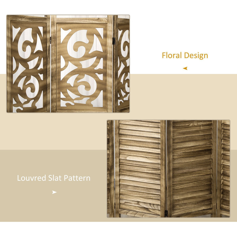 5.6 Ft Room Divider, 4 Panel Portable Folding Privacy Screens for Home Office, Bedroom, Brown