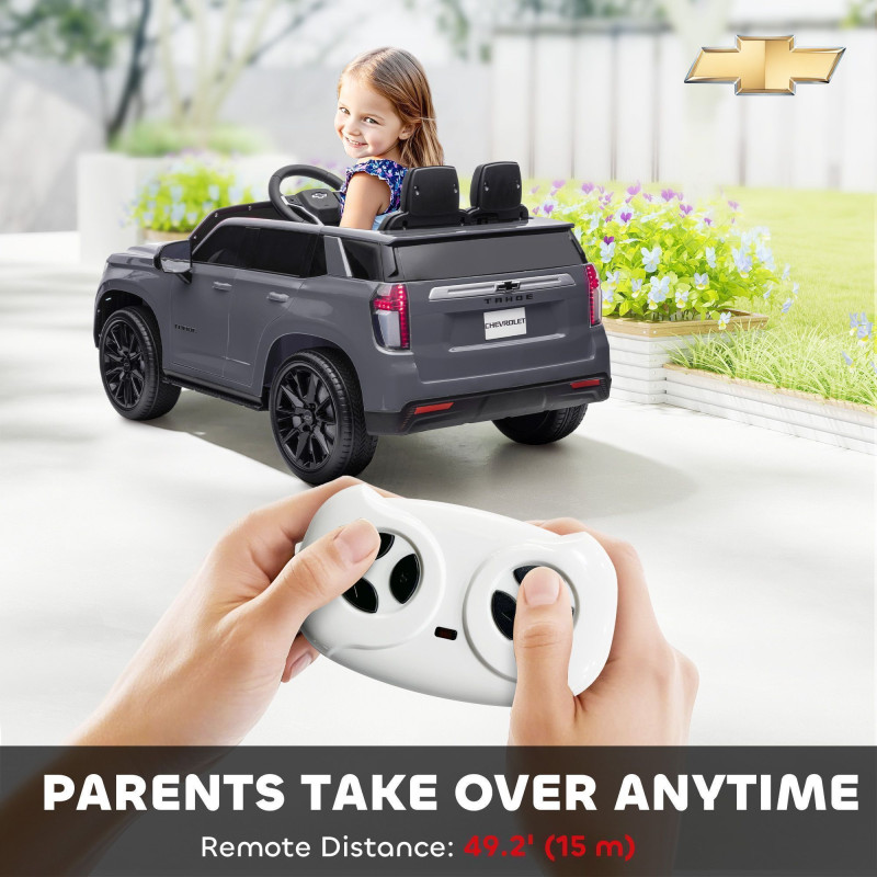 12V Licensed Chevrolet TAHOE Ride-On Car with Remote Control for Kids Ages 3–6, Grey
