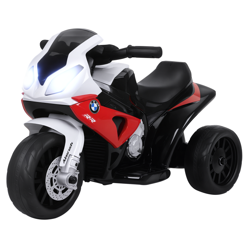 Kids Motorcycle, 6V Battery Powered Toddler Motorcycle with Headlight, Music, 3-Wheel Electric Motorcycle for Kids, Licensed BMW, Gift for Boys & Girls - Red